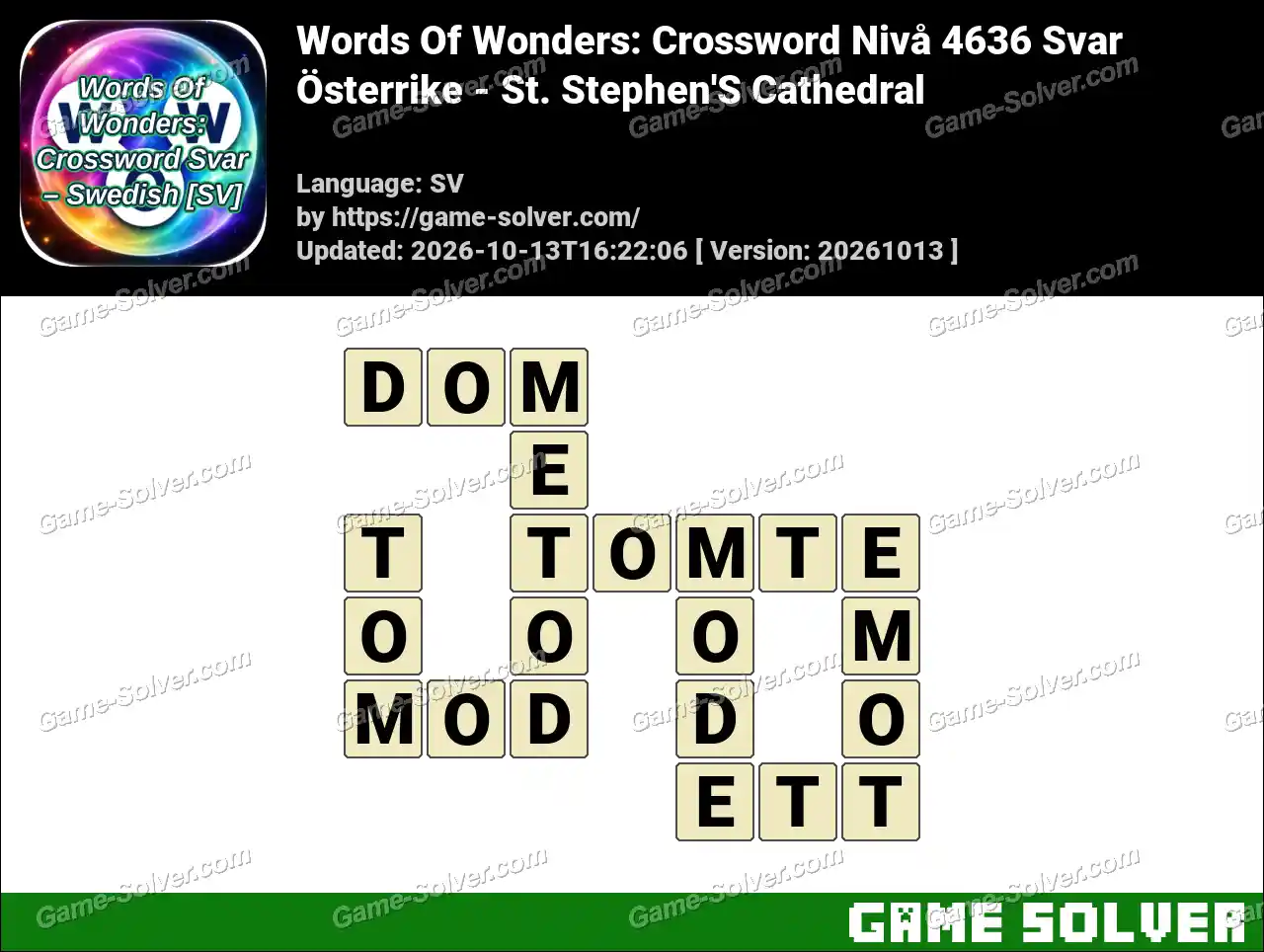 Words Of Wonders: Crossword Nivå 4636 Svar – Österrike – St. Stephen’S Cathedral